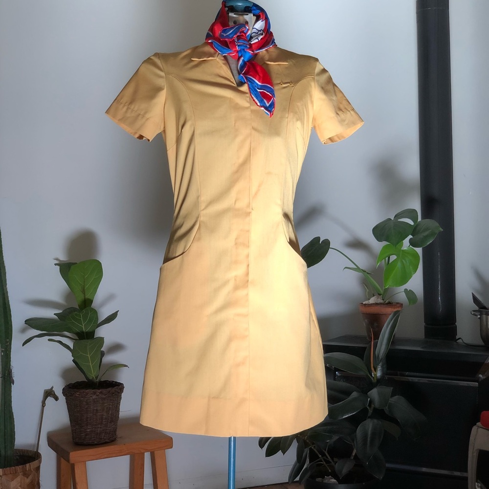 Vintage Yellow Waitress Dress - Small
